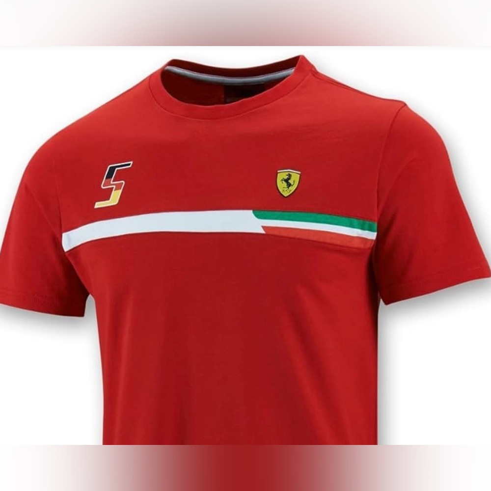 FERRARI SCUDERIA Official Sebastian Vettel #5 Driver Formula 1 Collector T-shirt